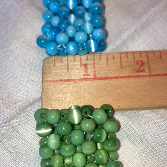 Lot of 2–Beaded stretch bracelets w/cat eye glass beads, lovely colors. $12 - Picture 5 of 5
